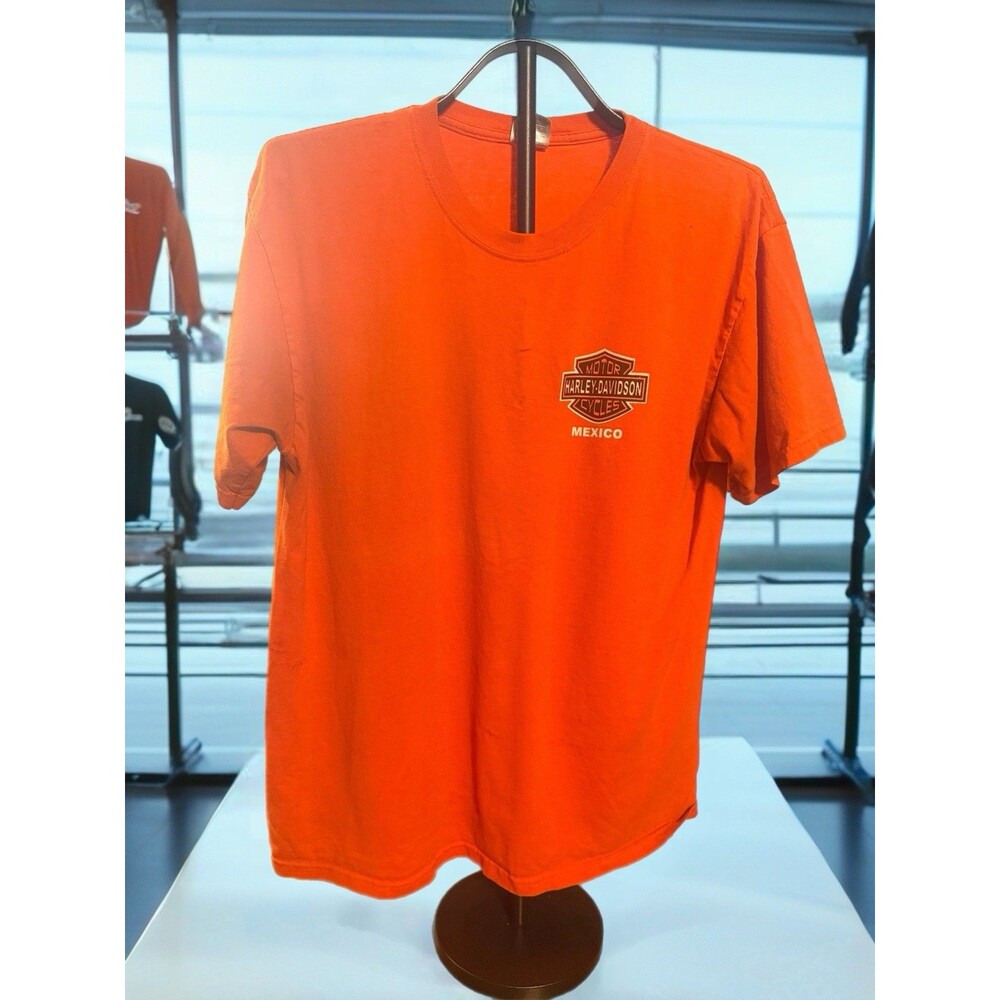 Yazbek Harley-Davidson Isla Mujeres Mexico Orange Graphic T-Shirt, Size L
